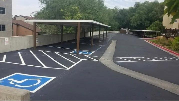 parking space with asphalt pavement