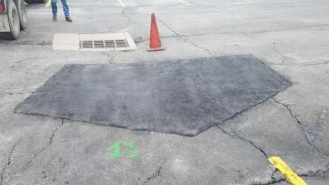 road paved in a trapezoid shape