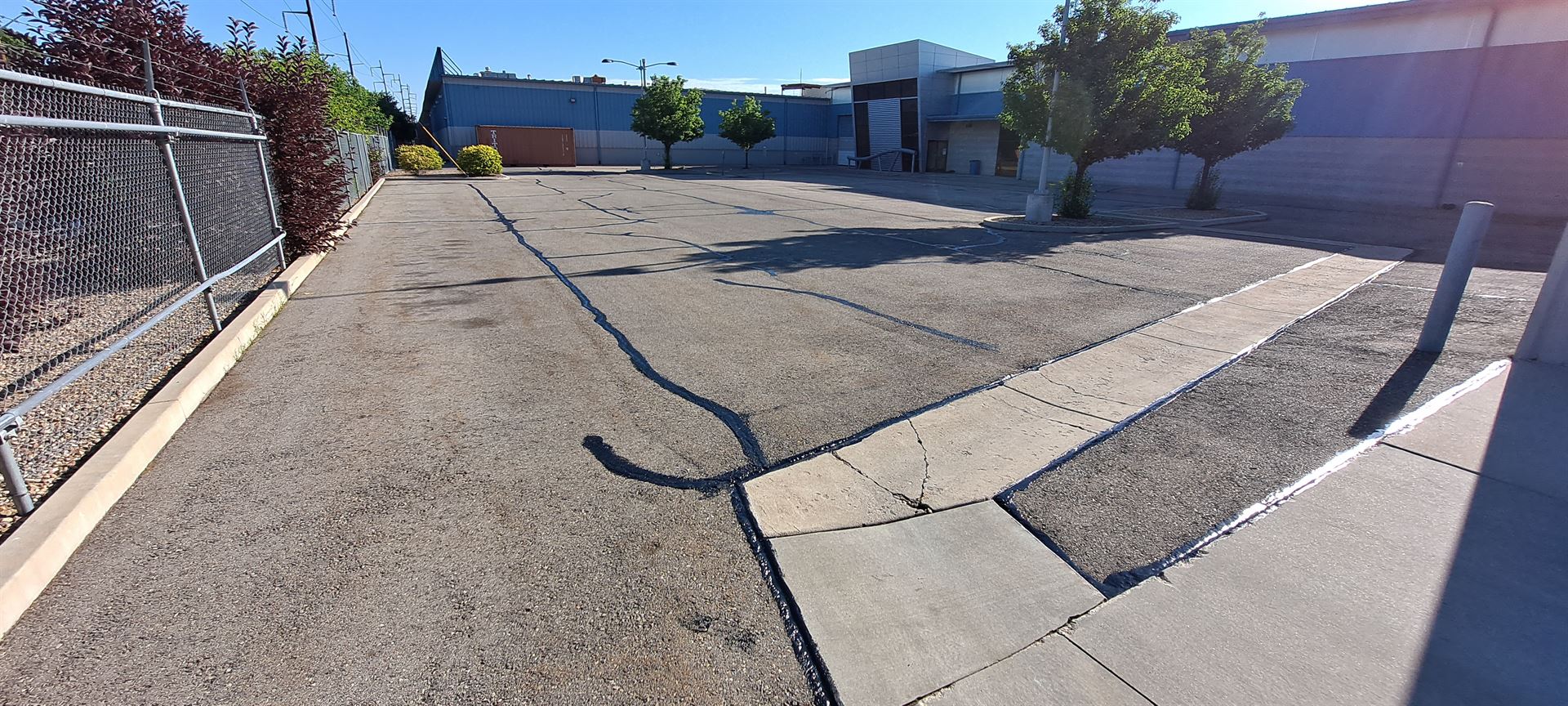 crack sealing in a parking lot